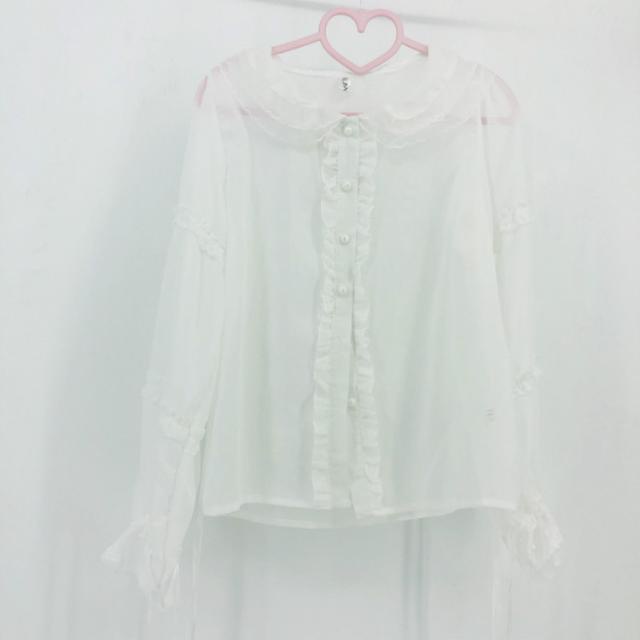 Áo sơ mi voan mềm tay dài in hình sứa phong cách lolita Nhật Bản cho nữ