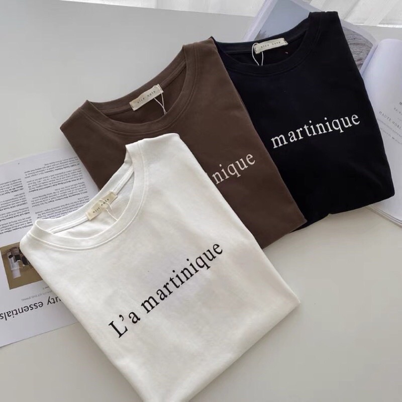 [ Rẻ vô địch ] Áo thun cotton tay lỡ dáng rộng unisex - L'- martinique