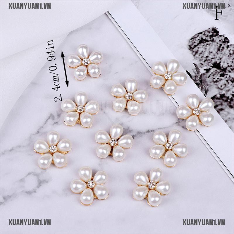 [XUANYUAN1] Set 10 Nút Trang Trí Mặt Phẳng Đính Đá Ngọc Trai