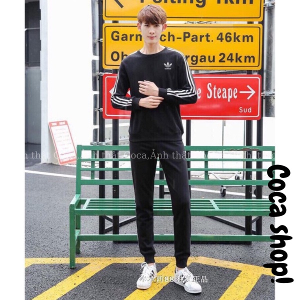 áo thể dục das adidas nam nữ big size màu đen dài tay dày dặn - Coca shop