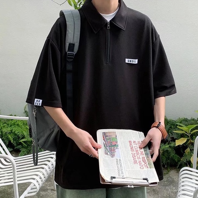 Áo Thun Polo Tay Ngắn Màu Trơn Đơn Giản Thời Trang Hàn Quốc Cho Nam