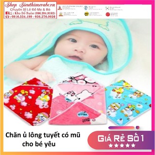 Chăn Ủ Lông Tuyết Có Mũ Cho Bé Sơ Sinh_hàng độc quyền