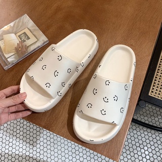 Dép đi biển chống trượt không thấm nước hình mặt cười 2 màu đen / trắng size 36-45