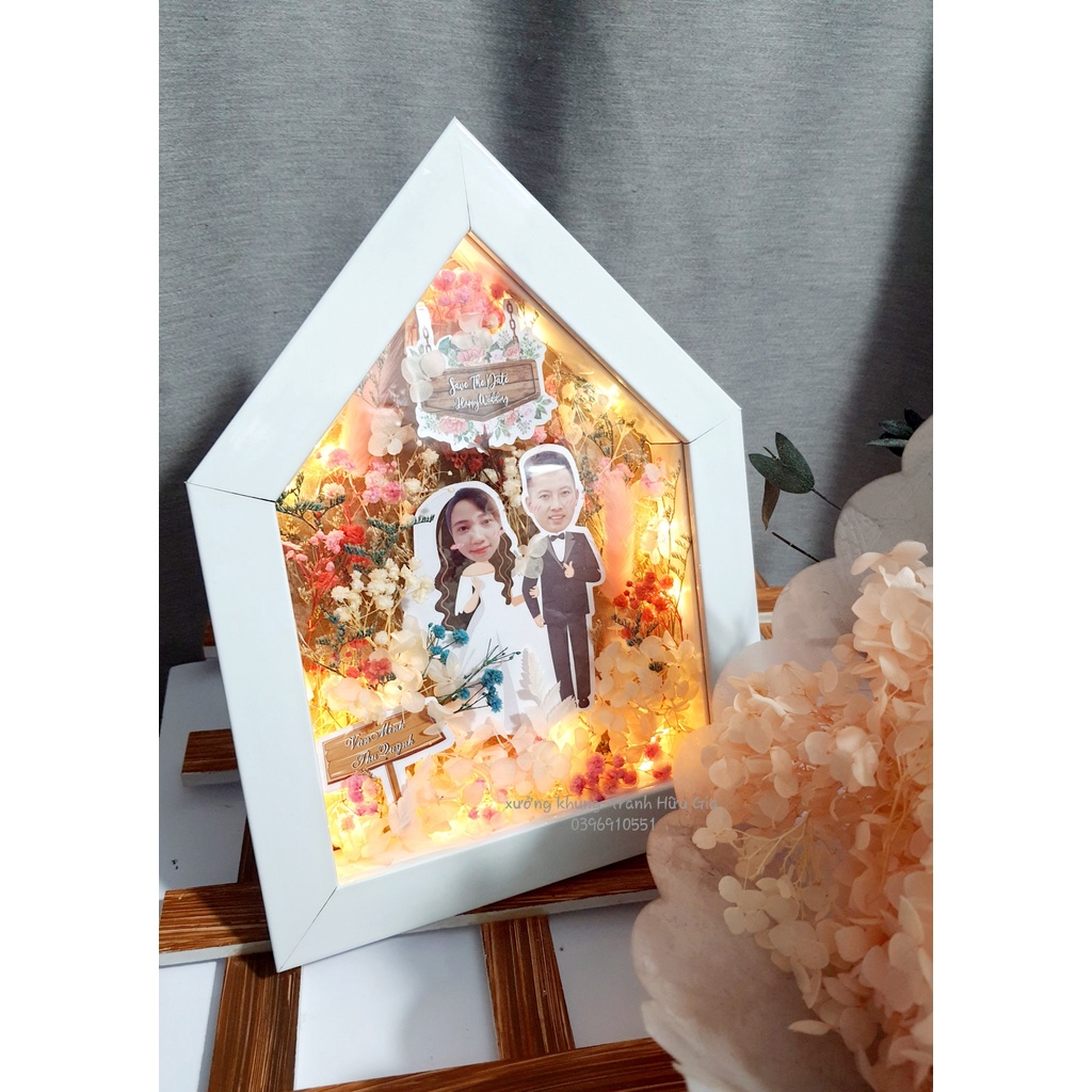Khung 3D hộp NGÔI NHÀ cao 23cm ngang 17cm  sâu 2.5cm/ sâu 1.5 cm, chưa trang trí