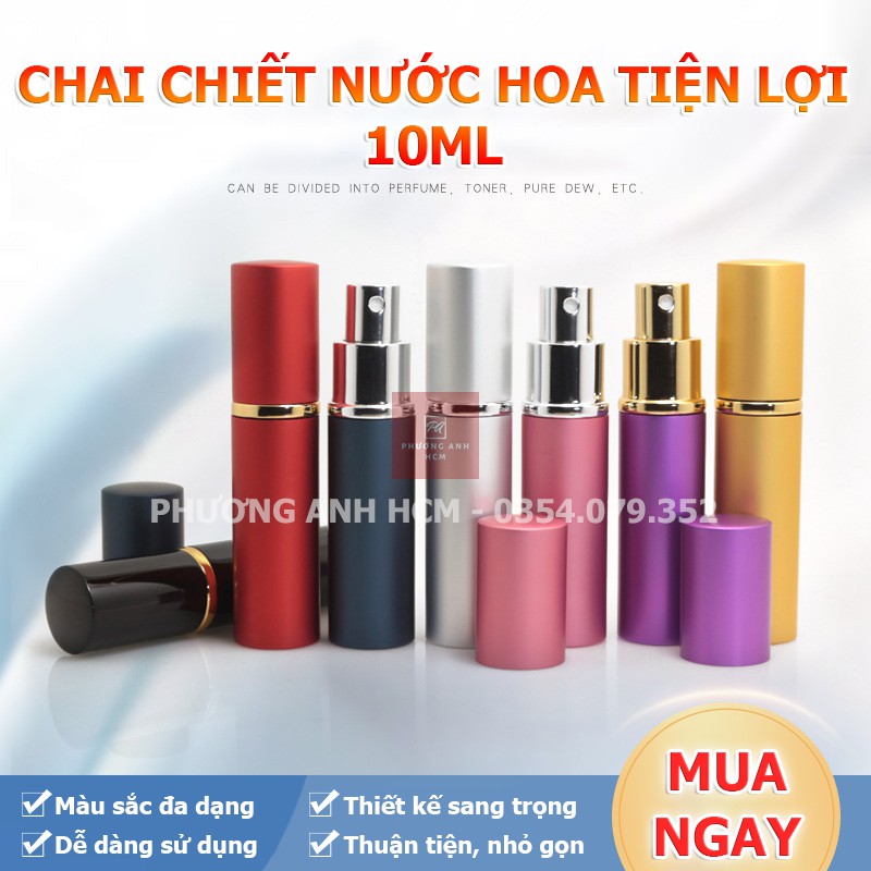 Lọ Chiết, Chai Chiết, Ống Chiết Nước Hoa, Dung Dịch, Mỹ Phẩm Vỏ Nhôm Dạng Xịt Hình Trụ (10ml)