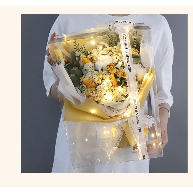 Quà tặng - Hộp hoa khô cao cấp có đèn LED