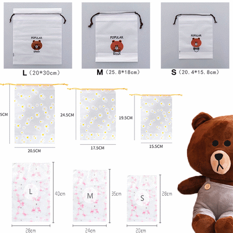 trong suốt không thấm nước giặt túi hoạt hình du lịch túi dây rút, quần áo bảo quản giày túi bảo quản mỹ phẩm