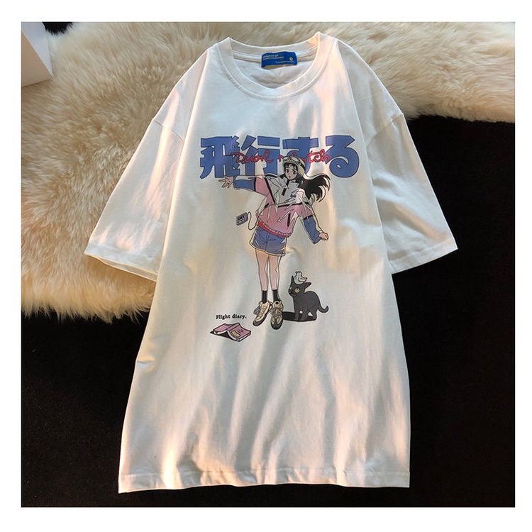 Áo Thun Ngắn Tay In Họa Tiết Dễ Thương Phong Cách Nhật Bản Thời Trang Mùa Hè Cho Nam Và Nữ