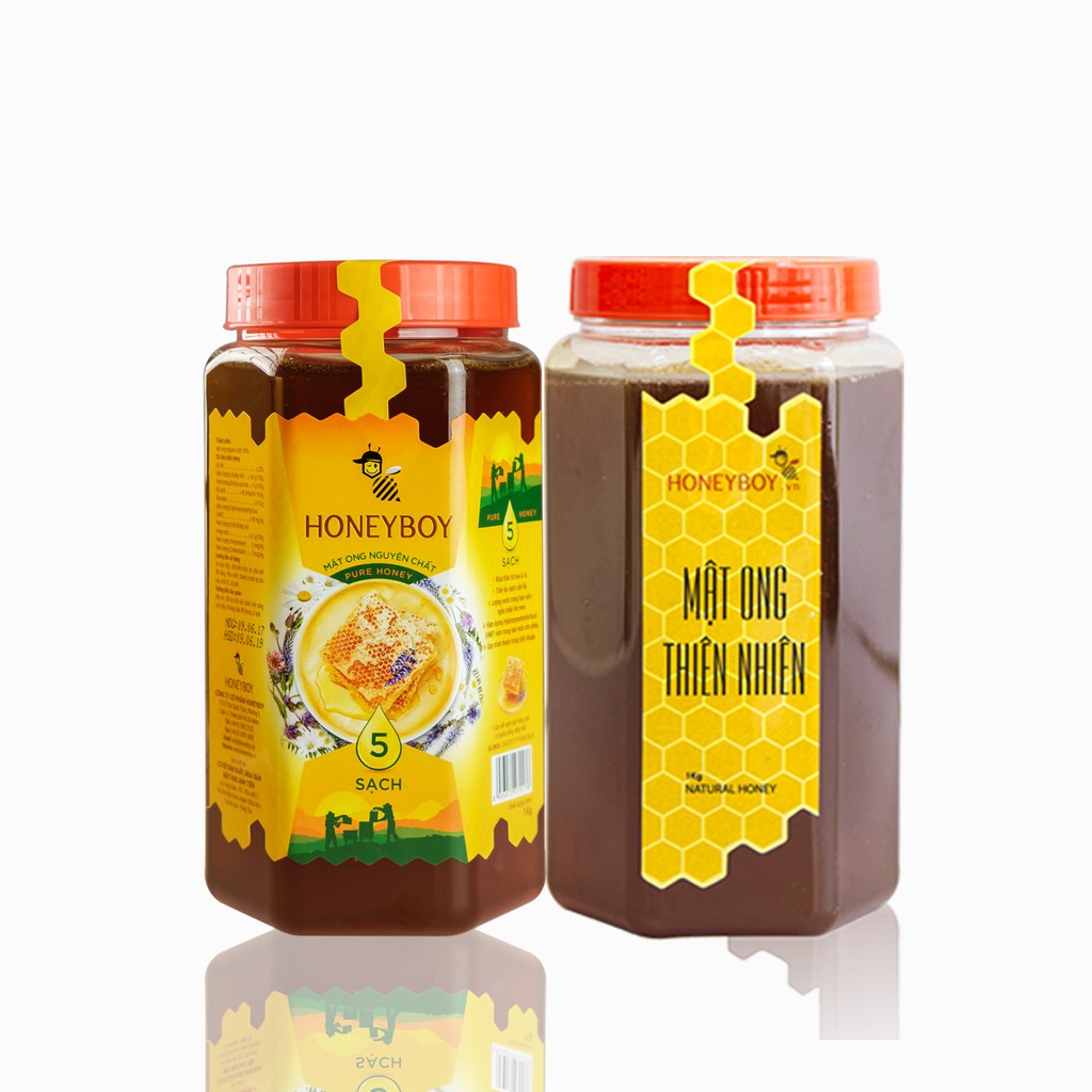 Combo Mật Ong Thiên Nhiên 5 Sạch Honeyboy 1kg và Mật Ong Thiên Nhiên Honeyboy 1kg