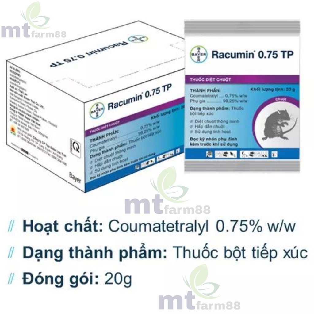 Thuốc diệt chuột thông minh Racumin® 0.75 TP - Bayer - 20g - Dễ Sử Dụng - Không Nhát Mồi - Ít Độc Với Gia Cầm & Vật Nuôi