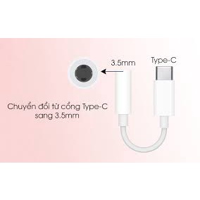 Jack chuyển đổi tai nghe Type C sang tai 3.5mm ( BẢO HÀNH 1 THÁNG) dây trắng, cắm tai nghe chân tròn