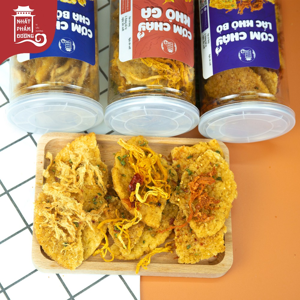 Cơm cháy khô bò Nhất Phẩm Đường 300g đồ ăn vặt cơm cháy mắm hành lắc thịt bò khô | BigBuy360 - bigbuy360.vn