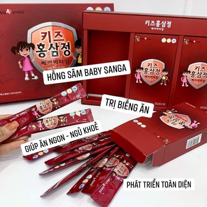 Hồng Sâm Baby Sanga Hàn Quốc, Nước Hồng Sâm Trẻ Em Chính Hãng Hộp 30 gói, tuongvykorea