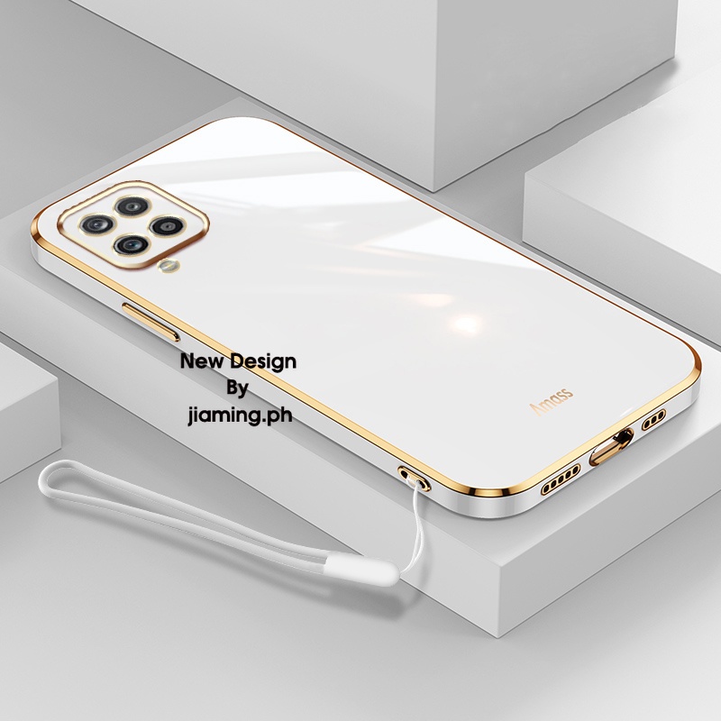 Ốp Điện Thoại Mềm Màu Kẹo Thiết Kế Sang Trọng Có Dây Đeo Cho Samsung Galaxy A12 5G M12 2022