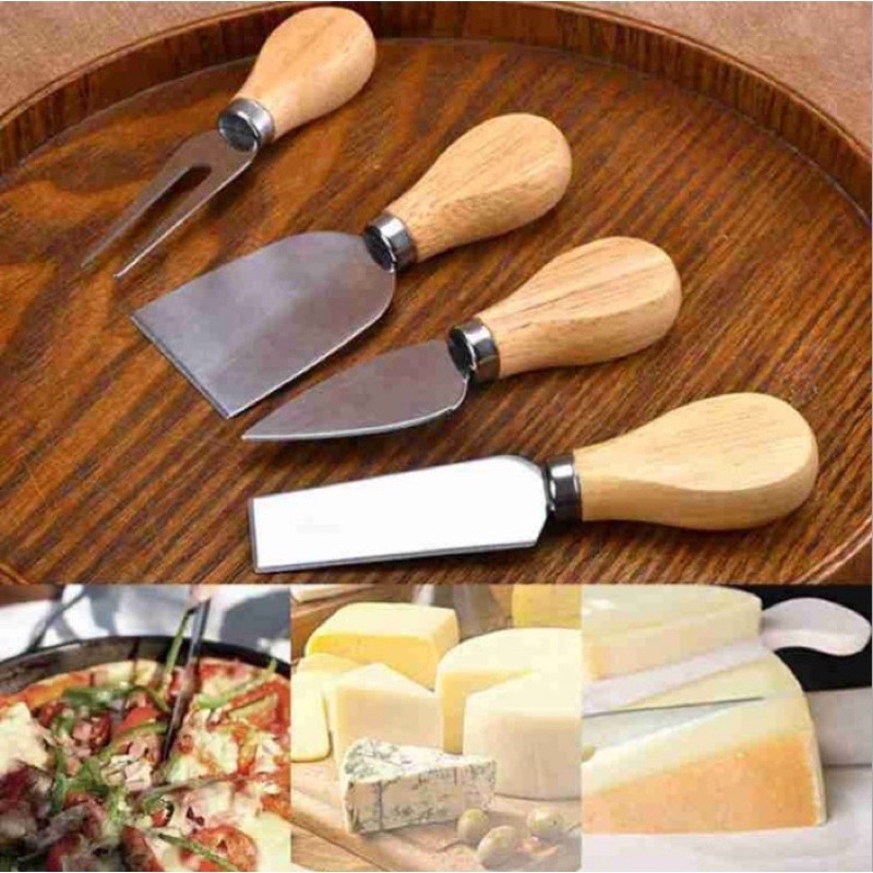 Set 4 dao phết phomai , pizza, gỗ sồi cao cấp