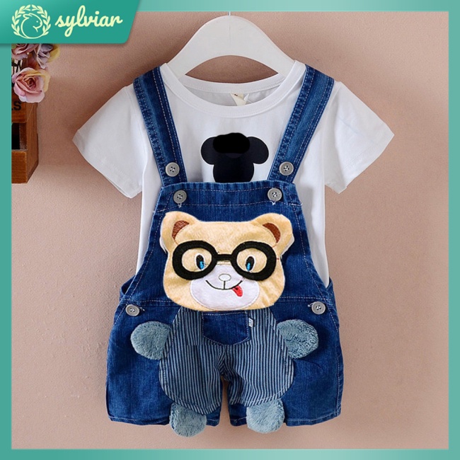 Quần Yếm Jeans In Hình Hoạt Hình Dễ Thương Dành Cho Trẻ Nhỏ