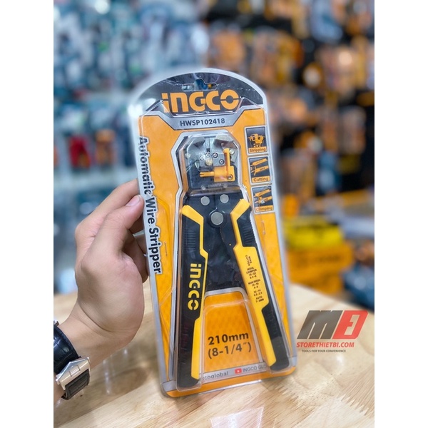 Kềm tuốt tước dây điện tự động bấm cos Ingco HWSP102418