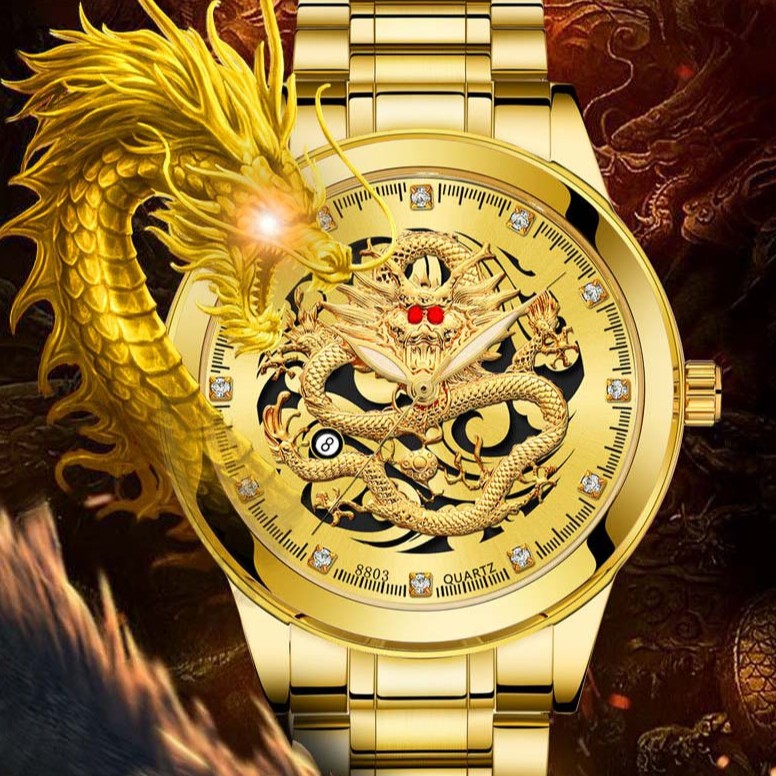 Đồng hồ nam BOSCK R01 mặt rồng quyền quý, kim dạ quang, lịch lãm tuyệt đẹp, giả cơ sang trọng (Tặng tháo mắc) thumbnail