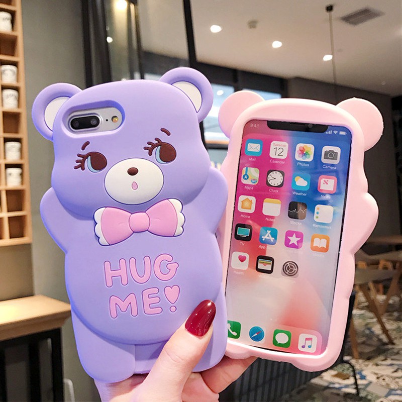 Ốp Điện Thoại silicone Mềm Hình Gấu 3d Cho iphone 4 4s 5 5s 6 6s 7 8 plus se 2020 x xs max xr iphone 12 13 14 11 pro max