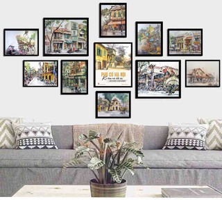 {HỎA TỐC}Bộ 11 khung ảnh treo tường có kính Hà Nội - Sài Gòn xưa KA262-KA263 (Tặng đinh 3 chân)