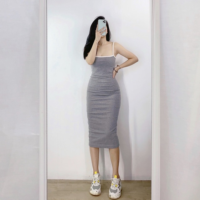 [Mã SKAMSALEP6 giảm 10% tối đa 100K đơn 150K] ( Ảnh thật ) V0505 váy hai dây body viền trắng | BigBuy360 - bigbuy360.vn