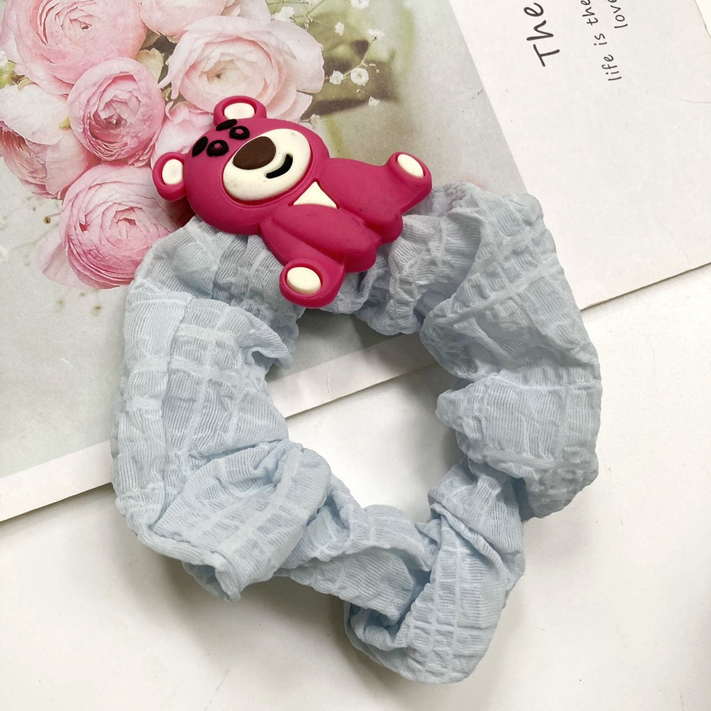 Dây cột tóc vải đính hình thú dây buộc tóc vải nhiều màu - DAY35