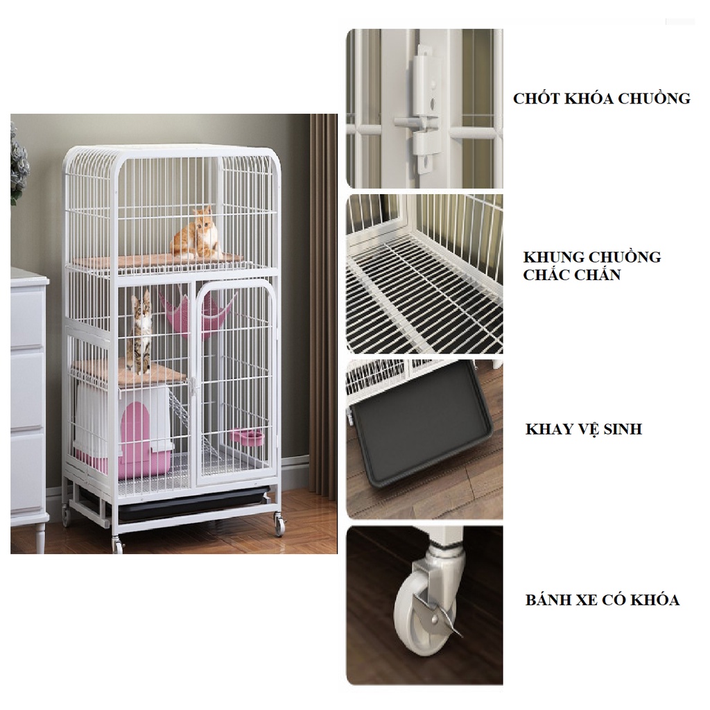 Chuồng Mèo Nan Ống Sơn Tĩnh Điện Siêu Đẹp Kích Thước 110x78x55cm.