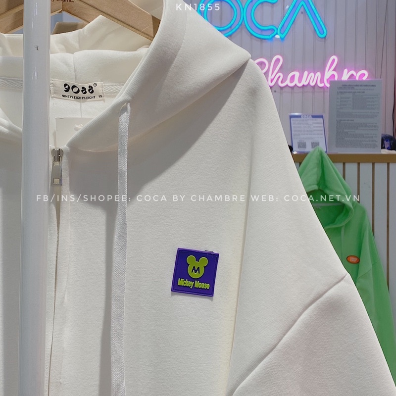 [KN1855]🤍 Áo khoác HOODIE ZIP nỉ xốp tag cao su MICKEY form rộng unisex (Có sẵn/ảnh thật) | BigBuy360 - bigbuy360.vn