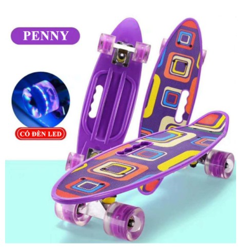 Ván Trượt Skateboard Penny 4 Bánh Đèn Led Có Tay Cầm Nhiều Màu Thỏa Mái Lựa Chọn