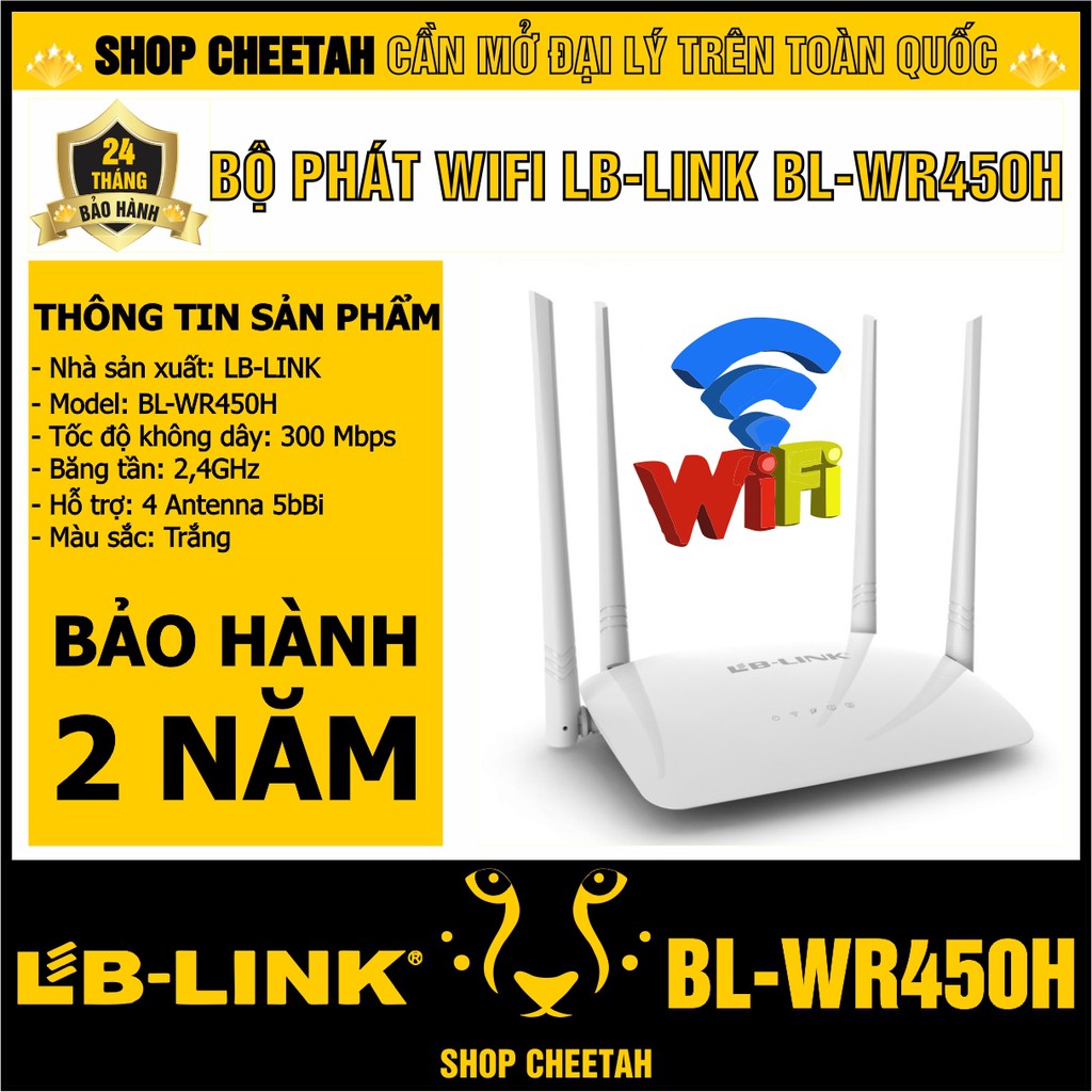 Bộ phát Wifi LB-LINK Router Wifi – BL-WR450H – CHÍNH HÃNG – Bảo hành 24 tháng – 4 Antenna 5bBi ngoài.