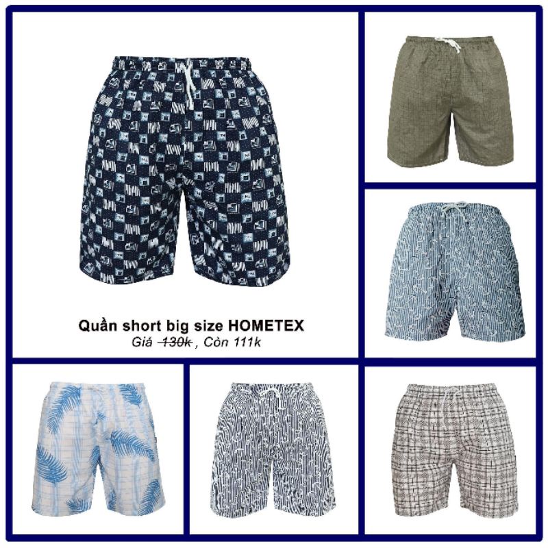 Quần đùi nam Hometex lưng thun size lớn(2xl, 3xl)vải cotton, quần sọt nam