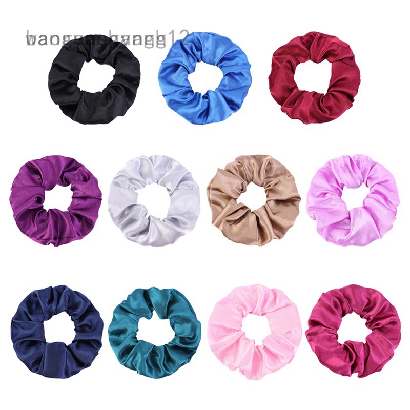 Set 12 Dây Buộc Tóc Bằng Lụa Satin Giả