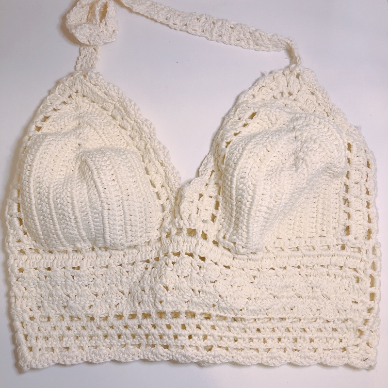 Áo croptop bralette/ áo 2 dây len móc hoạ tiết ren phong cách boho