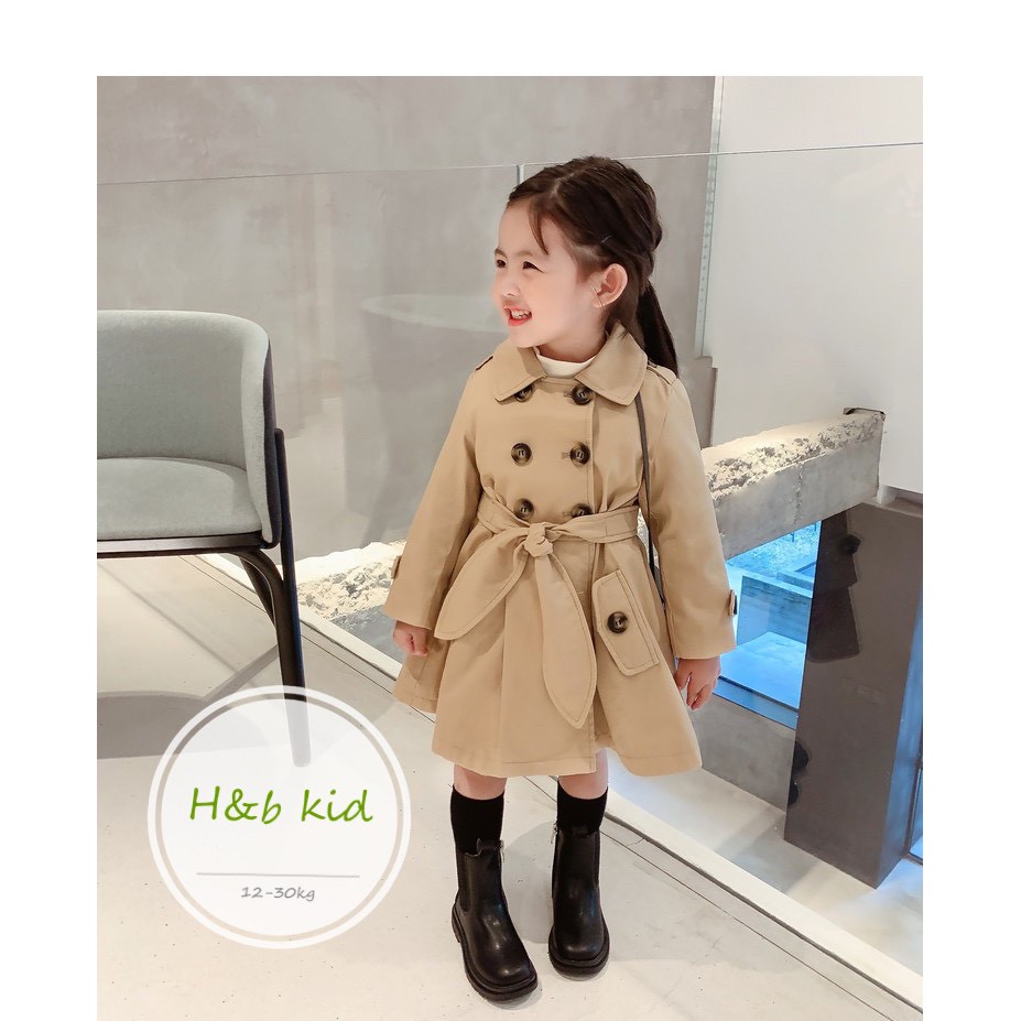 áo khoác kaki dáng dài điệu đà cho bé gái