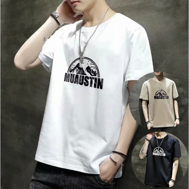 Triple A💕Korean version of the 2021 new short-sleeved T-shirt men's trend slim bottoming shirt youth plus size round neck t-shirt trend