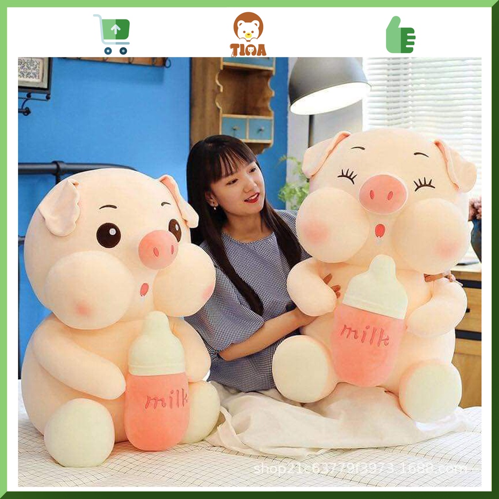 Gấu bông heo ôm bình sữa lợn bú bình mẫu thú nhồi bông siêu hot hit hàng cao cấp vải miniso- loại 1