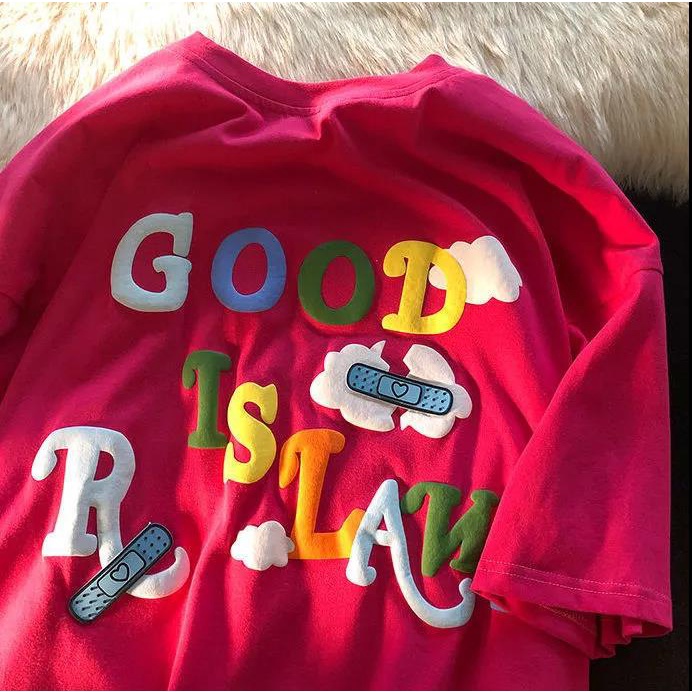 Áo thun Fashmily tay ngắn cổ tròn dáng rộng thời trang mùa hè phong cách Hàn Quốc 2022 cho nữ