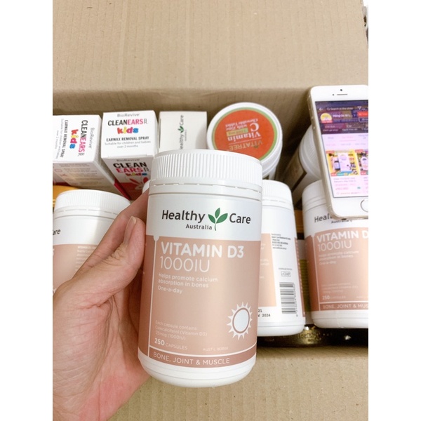 Viên uống bổ sung Vitamin D3 1000IU Healthy Care - Hàng Úc Nội địa hỗ trợ hấp thụ canxi , tăng đề kháng