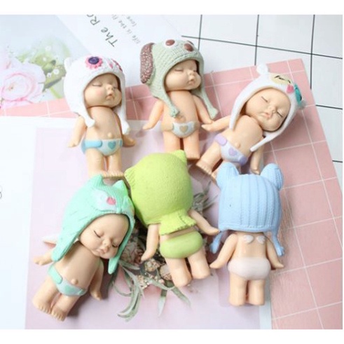 bánh kem sinh nhật [FREESHIP❤️] bộ 6 em bé ngủ trang trí bánh thôi nôi