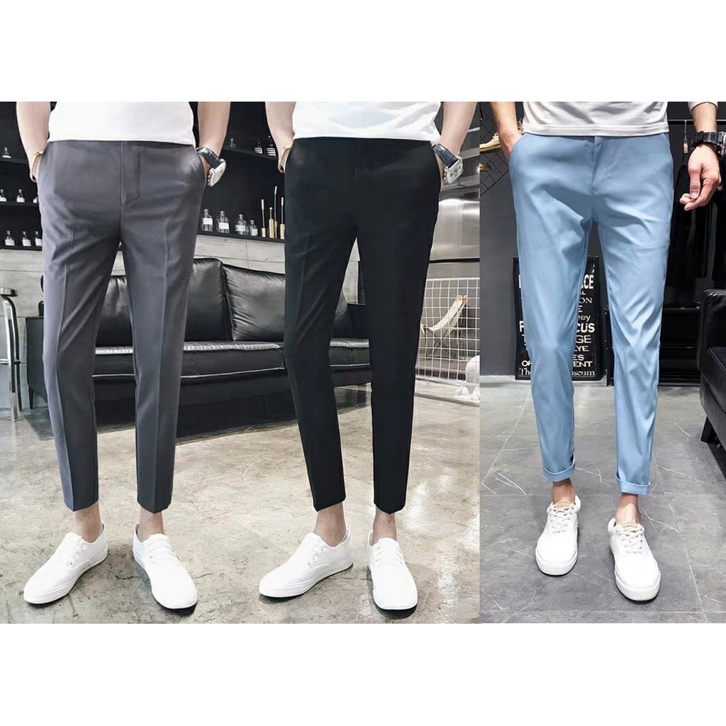 HÀNG CAO CẤP -  Có size lớn Quần tây nam Hàn quốc công sở  đi học cao cấp ống côn body co giãn may kỹ bao đẹp có big siz