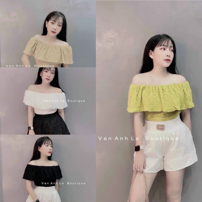 Áo kiểu xốp trễ vai bèo sexxy, Áo thun kiểu thiết kế sang chảnh AK6035 - NhiNhi Shop