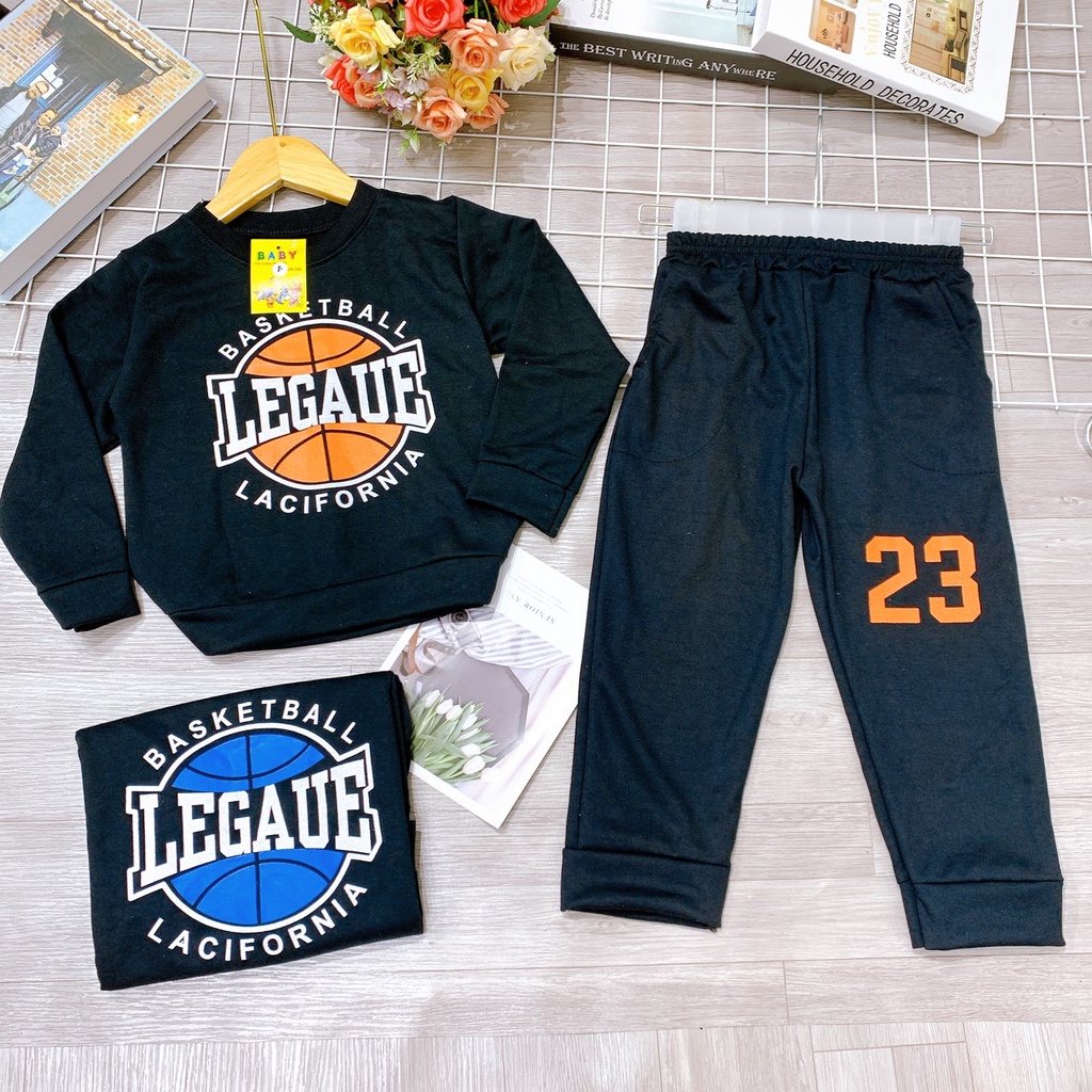 Set bộ quần áo thu đông trẻ em 14-45kg (4-14 tuổi) mẫu 23. Thiết kế năng động, cá tính.MA84