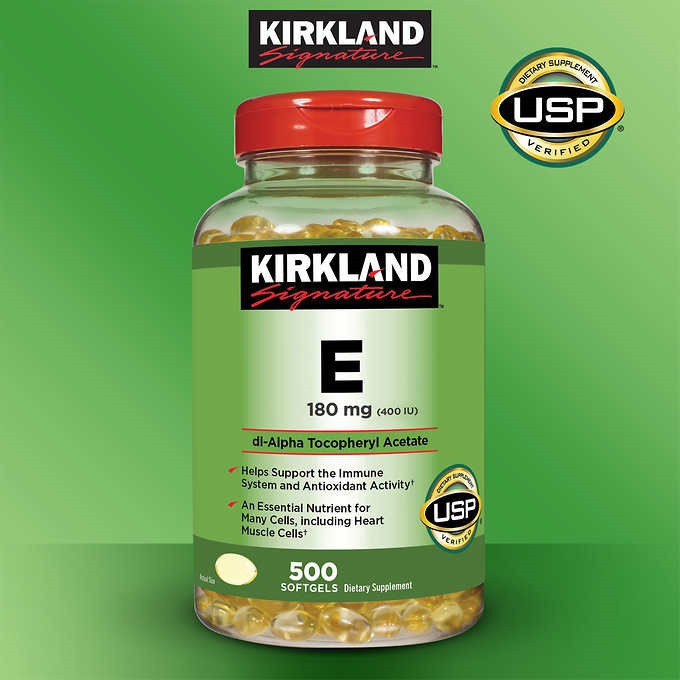 Viên bổ sung Vitamin E Kirkland Signature 180mg - Hộp 500 viên