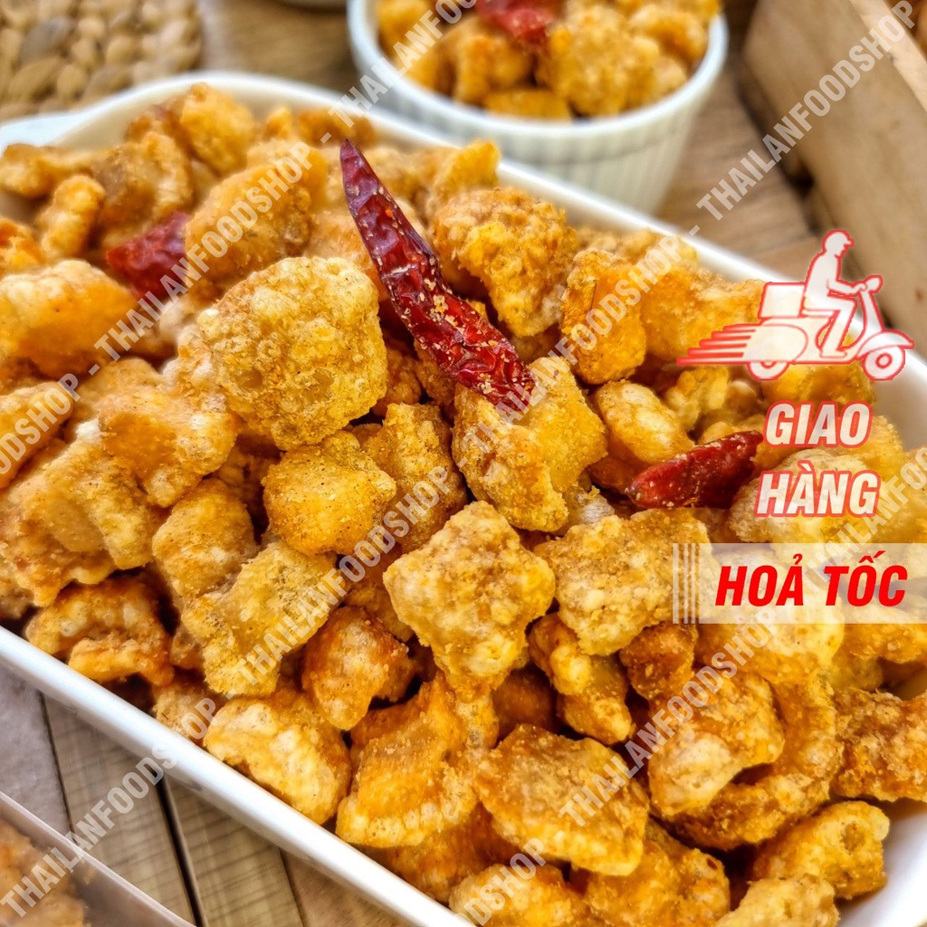 Tóp Mỡ Liền Da Muối Tỏi - Mắm Hành + Da Heo + Da Gà + Da Cá Túi 1kg