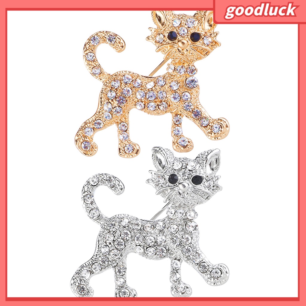 Ghim Cài Áo Hình Chú Mèo Đính Đá Nhân Tạo Thời Trang Cho Nữ