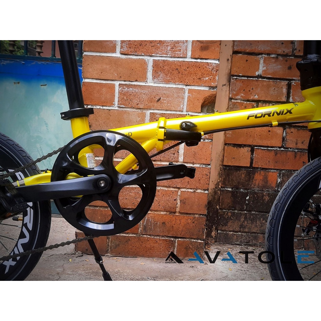 Xe đạp gấp Fornix F160 Khung sườn thép Chrome molypden Vòng bánh 16in Tay Đề L-TW00 2:1 A3 Tốc độ 8Speed màu Vàng