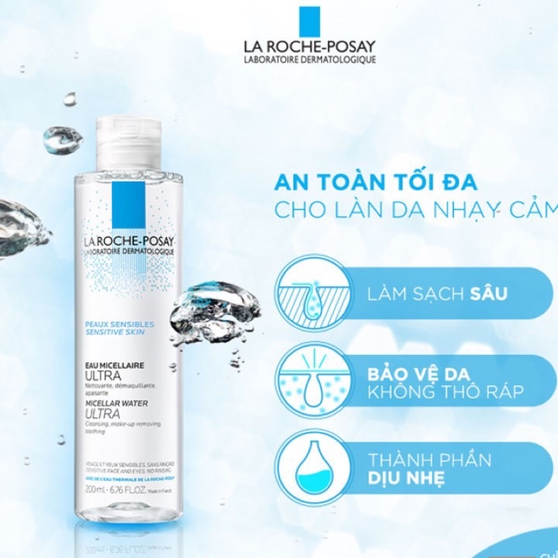 NƯỚC TẨY TRANG LA ROCHE POSAY MICELLAR WATER ULTRA SENSITIVE SKIN LÀM SẠCH SÂU CHO DA NHẠY CẢM