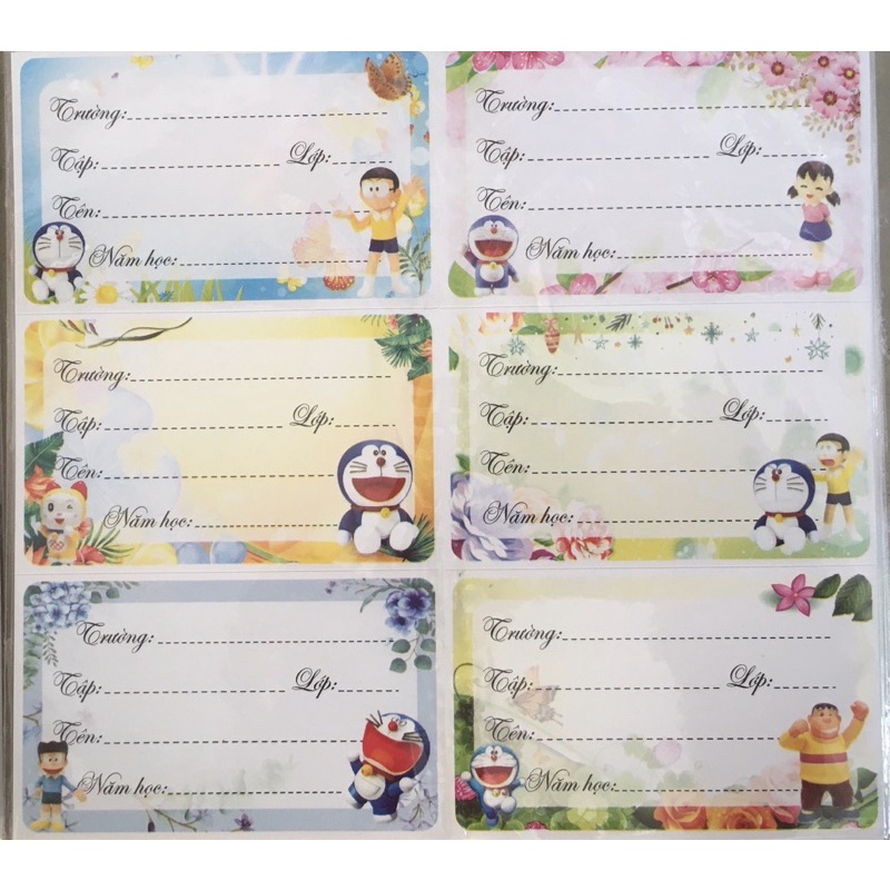 Nhãn vở,nhãn tên 1 xấp 5 tờ