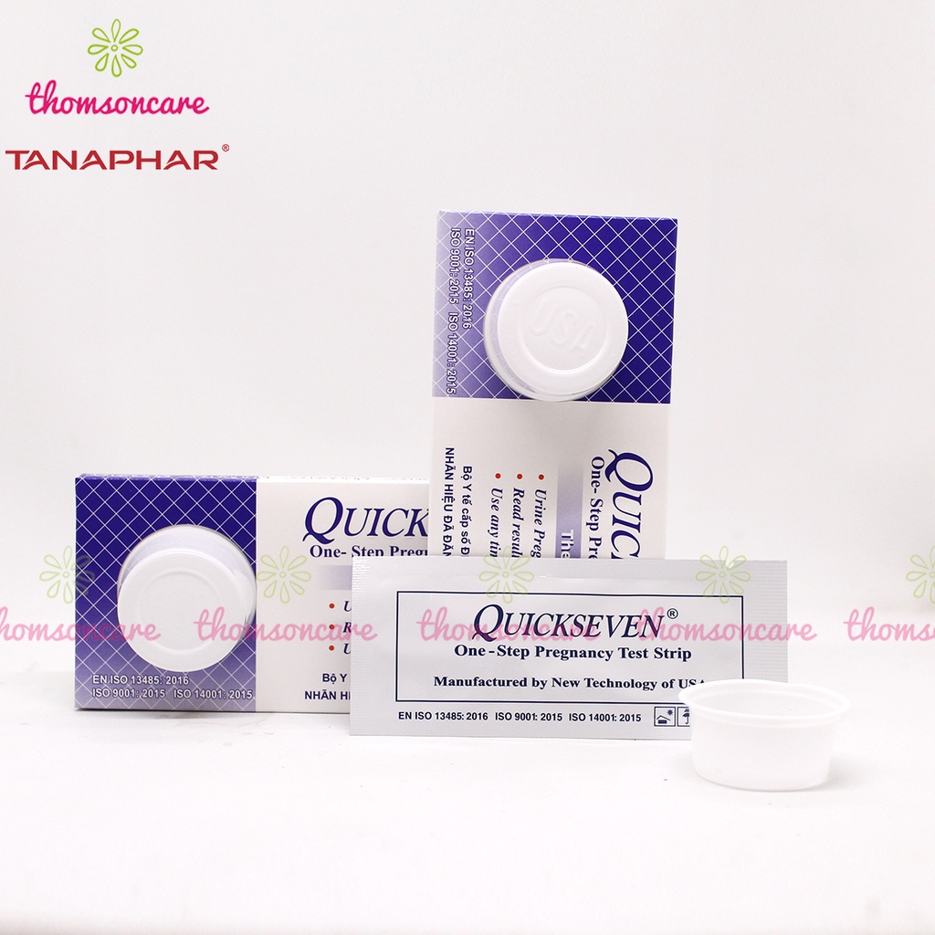 Combo 3 que thử thai Quickseven Che tên khi giao - test thử thai nhanh tại nhà,2 vạch sớm, nhanh hiệu quả tức thì
