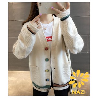 [KÈM QUÀ TẶNG] Áo Khoác Len Cadigan Dáng Ngắn Chất Đẹp Có Túi Phối Nút nhiều Màu Cực Xinh NaziAOLEN01
